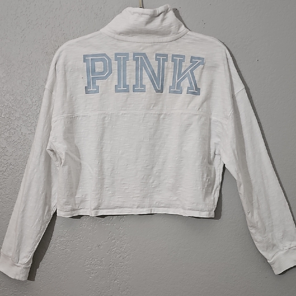 Victoria's Secret PINK Cropped Long Sleeve Sand, Waves, and Sunrays Top Small - Picture 2 of 5